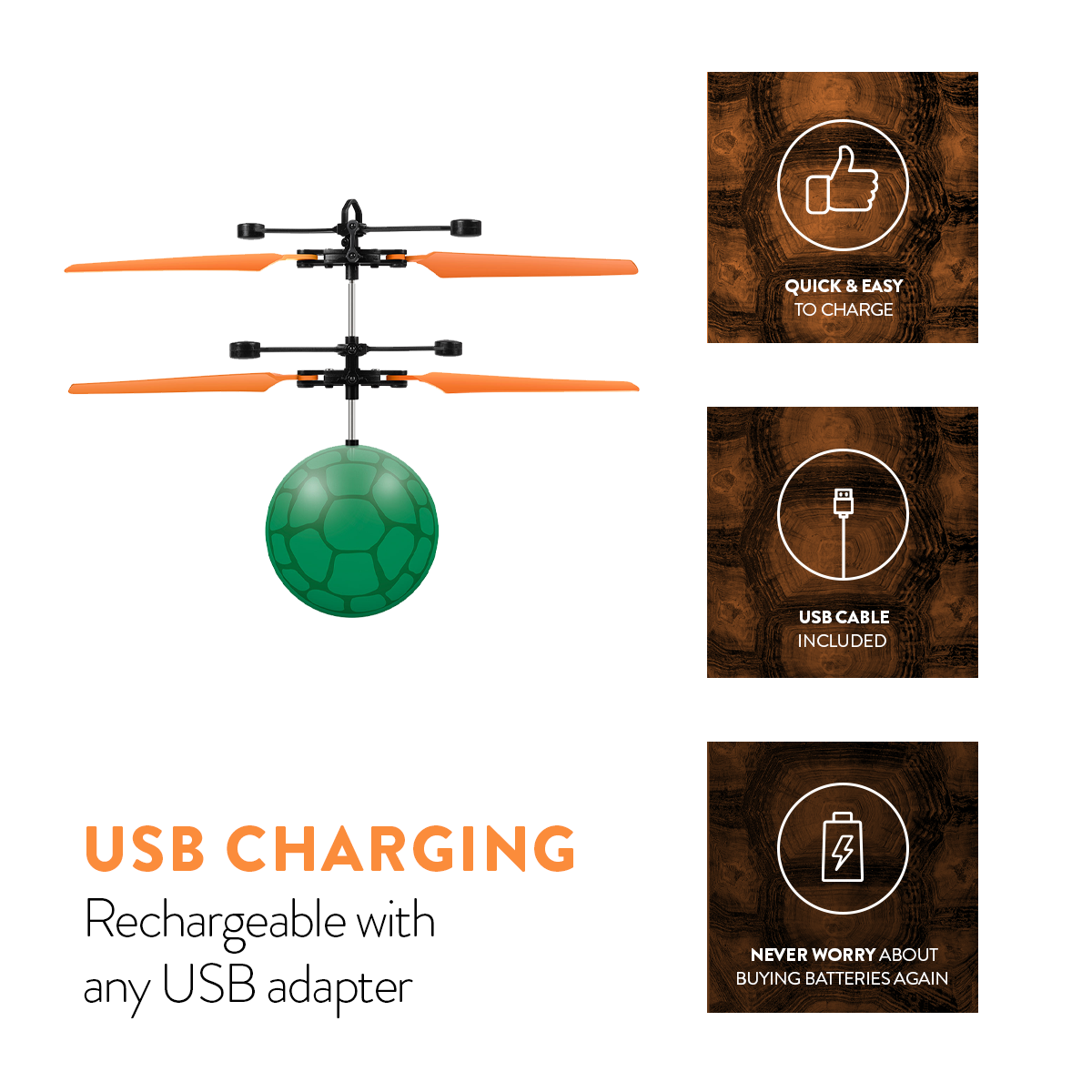 Nickelodeon TMNT Michelangelo IR UFO Ball Helicopter