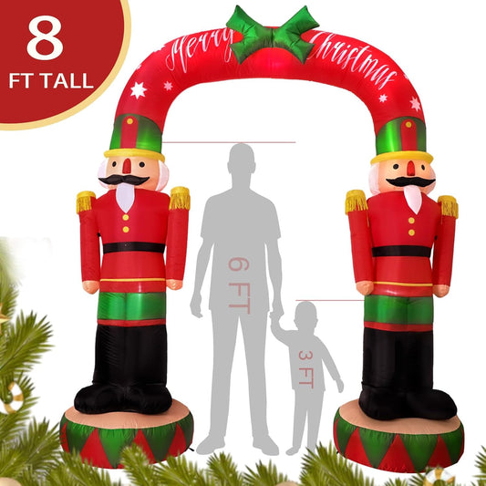 8FT Inflatable Nutcracker Archway – Giant Outdoor Christmas Entrance Decoration