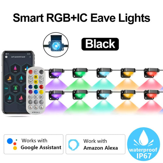 60M Smart RGB Permanent Outdoor Eave Lights – App & Remote Control IP67 LED String Lights