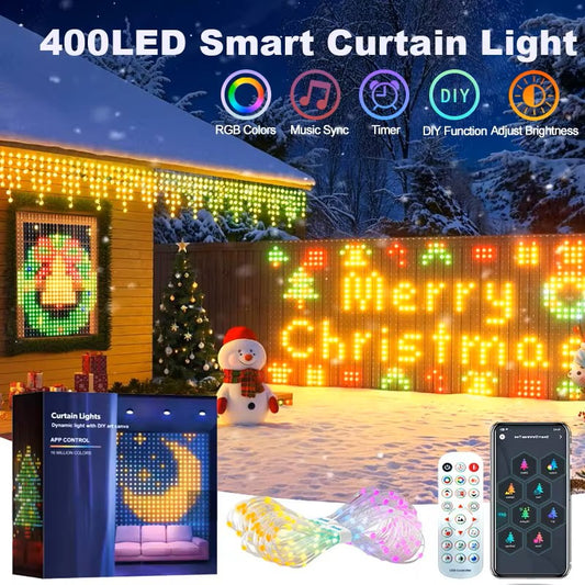 400–800 LED RGB Smart Curtain Lights – Music Sync, App & Remote Control Party Lights