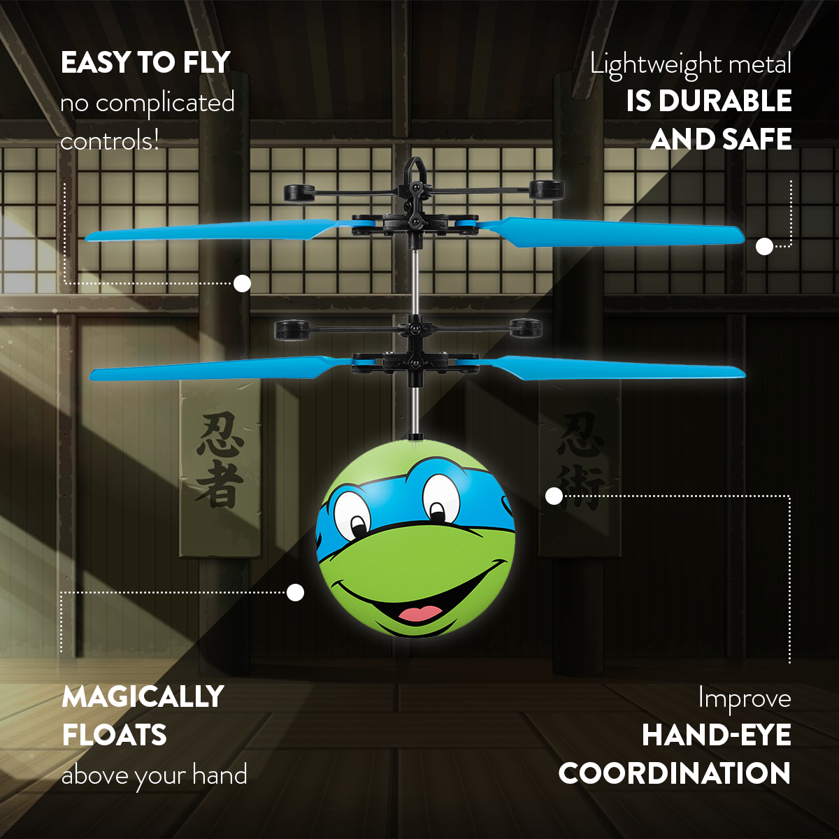 Nickelodeon TMNT Leonardo IR UFO Ball Helicopter