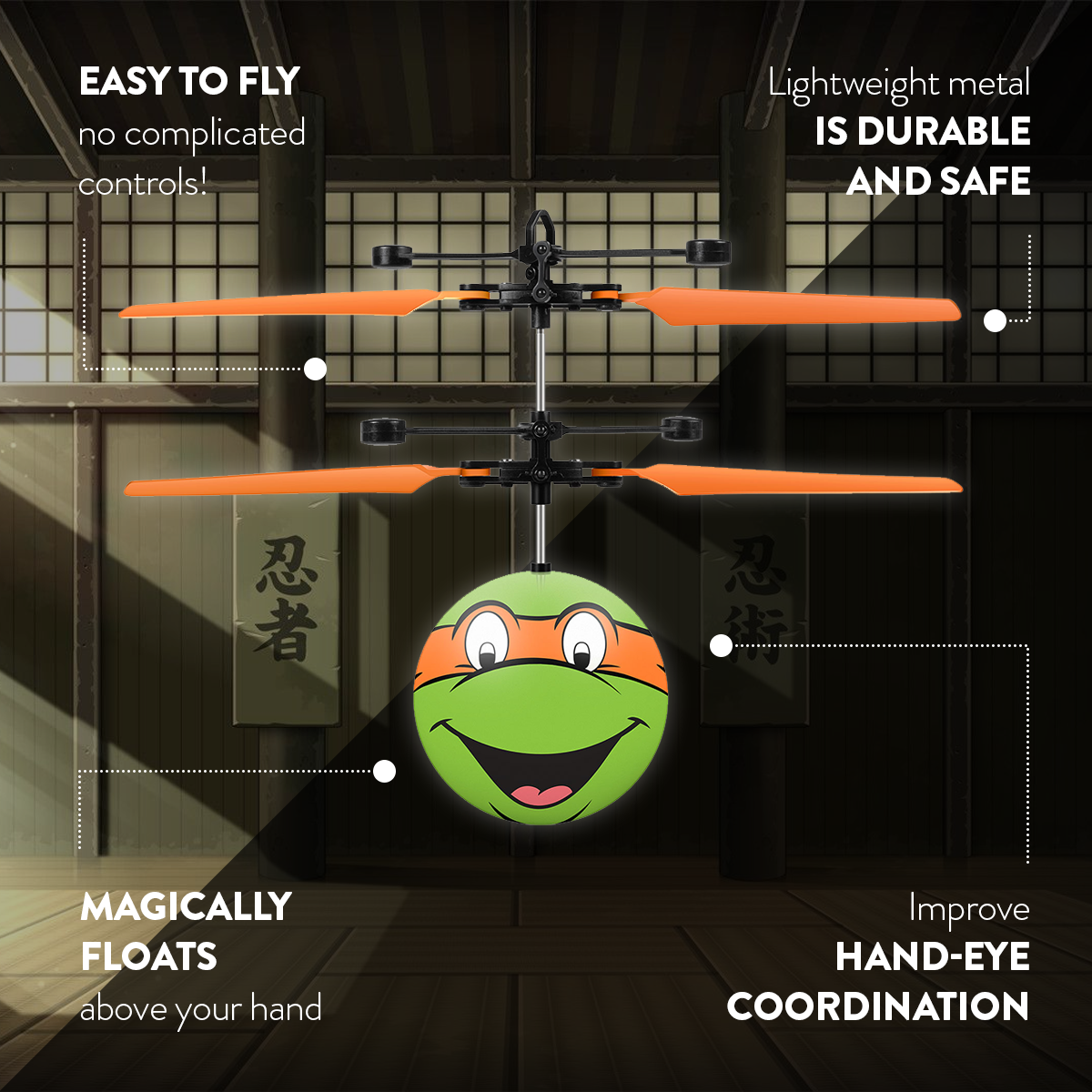 Nickelodeon TMNT Michelangelo IR UFO Ball Helicopter