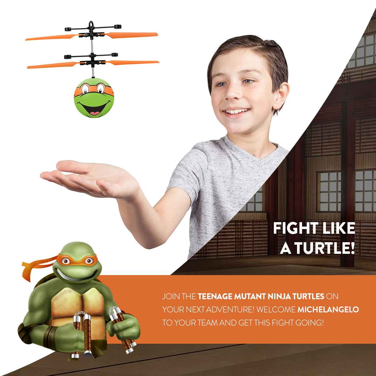 Nickelodeon TMNT Michelangelo IR UFO Ball Helicopter