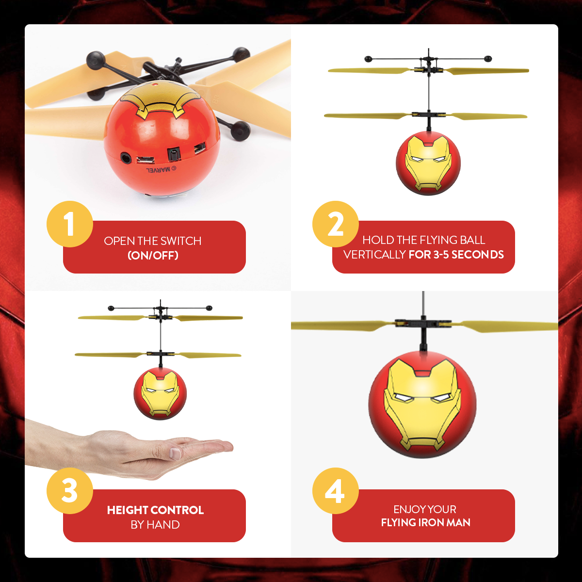 Marvel Avengers Iron Man IR UFO Ball Helicopter
