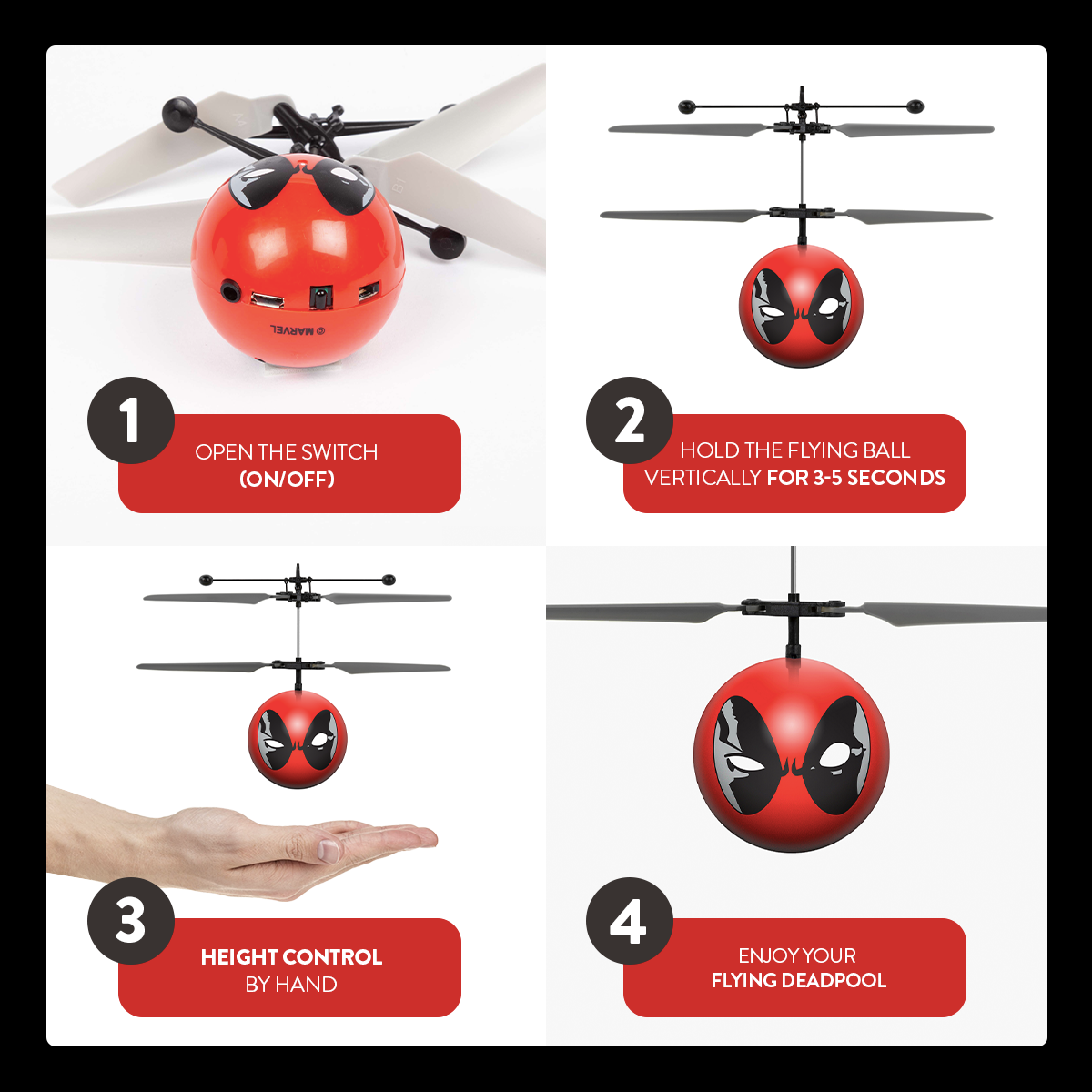 Marvel X-Men Deadpool IR UFO Ball Helicopter