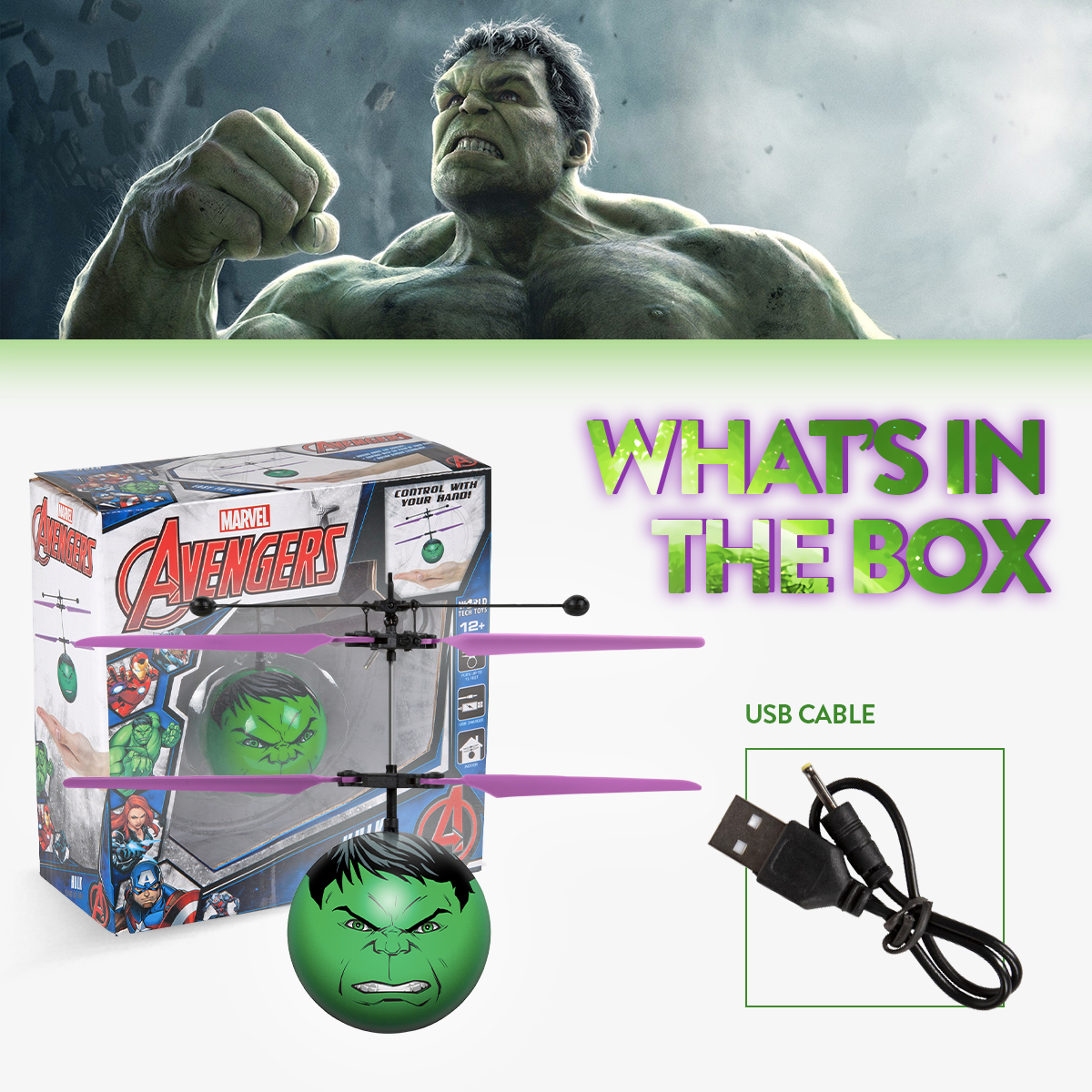 Marvel Avengers Hulk IR UFO Ball Helicopter