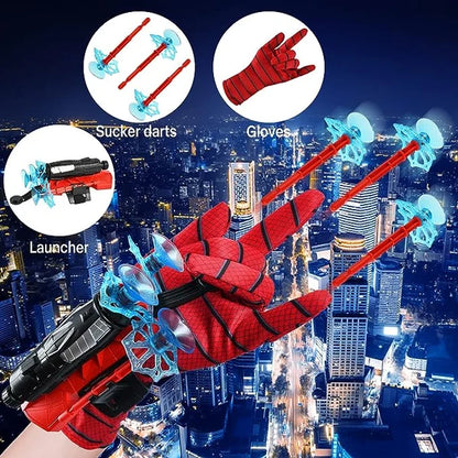 LED Flying Web-Shooter Toy for Kids with Interactive Wall Launcher