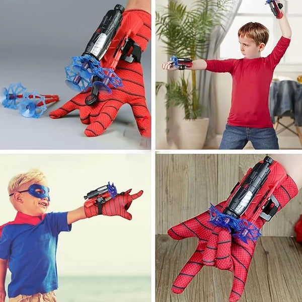 LED Flying Web-Shooter Toy for Kids with Interactive Wall Launcher