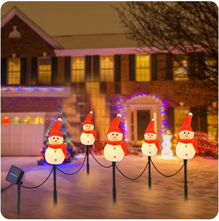 Solar Snowman Garden Pathway Lights – Outdoor Christmas Decoration