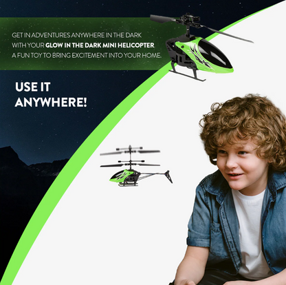 Hornet Glow in the Dark 2CH IR Helicopter – Mini Remote Control Indoor Chopper with LED Lights and USB Recharge
