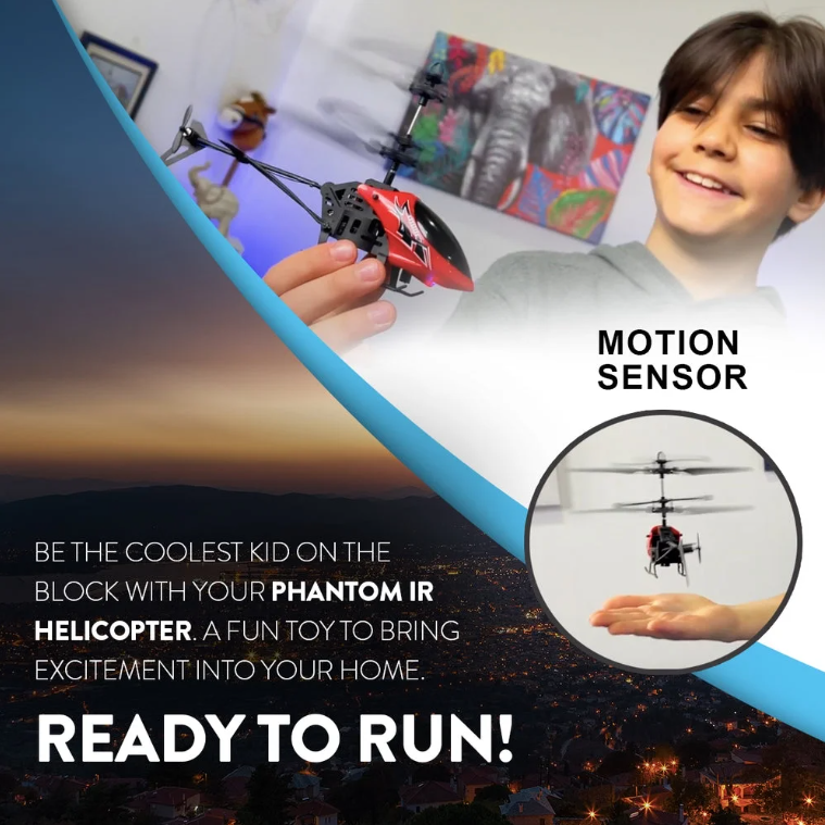 Hornet 2CH IR Helicopter – Mini Remote Control Indoor Drone with LED Lights & USB Recharge