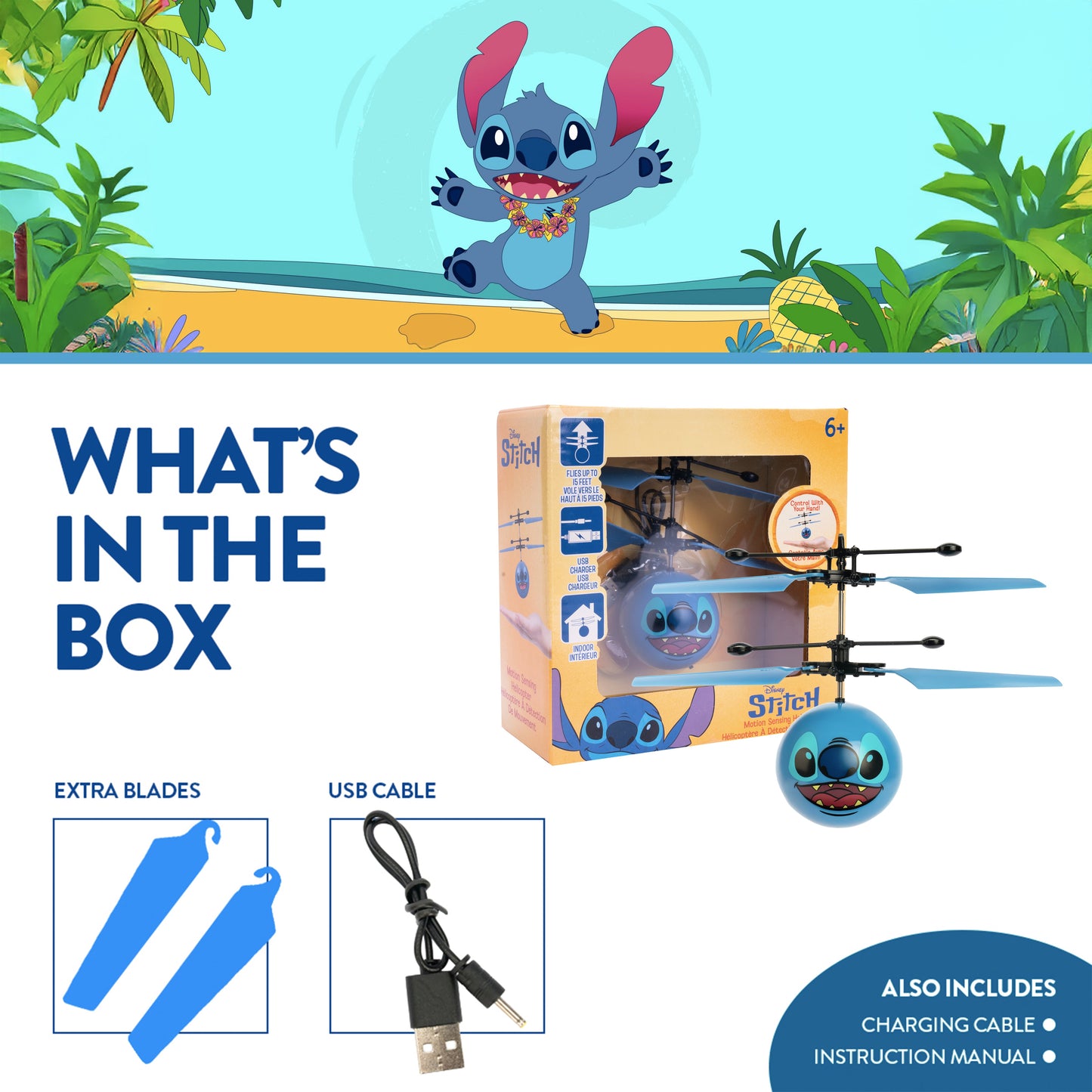 Disney Stitch Motion Sensing IR UFO Ball Helicopter