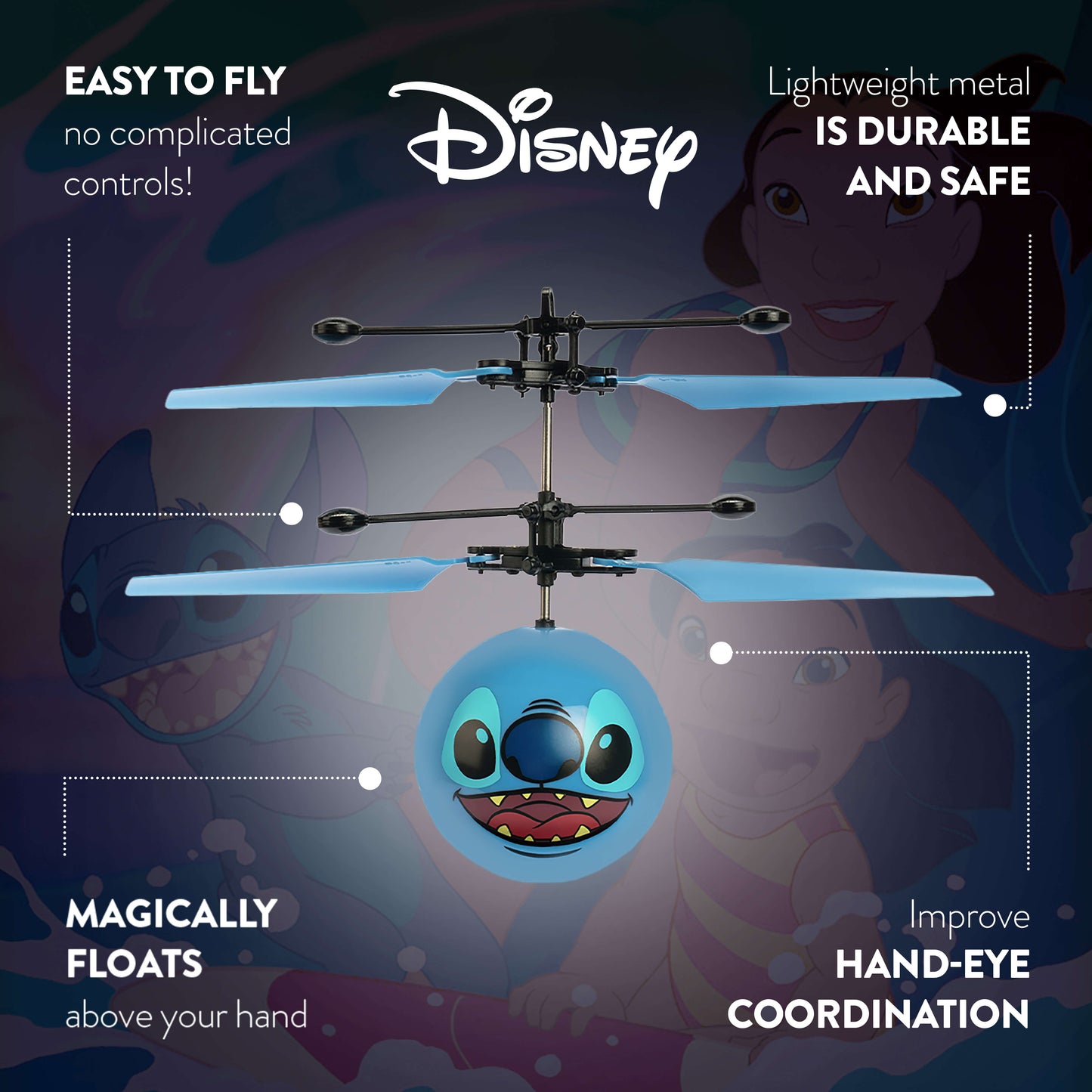 Disney Stitch Motion Sensing IR UFO Ball Helicopter