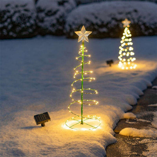 Solar Spiral Christmas Tree Lights – Outdoor LED Garden Pathway Decoration