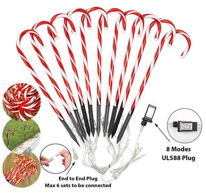 Outdoor Candy Cane Pathway Lights – LED Christmas Yard Decorations