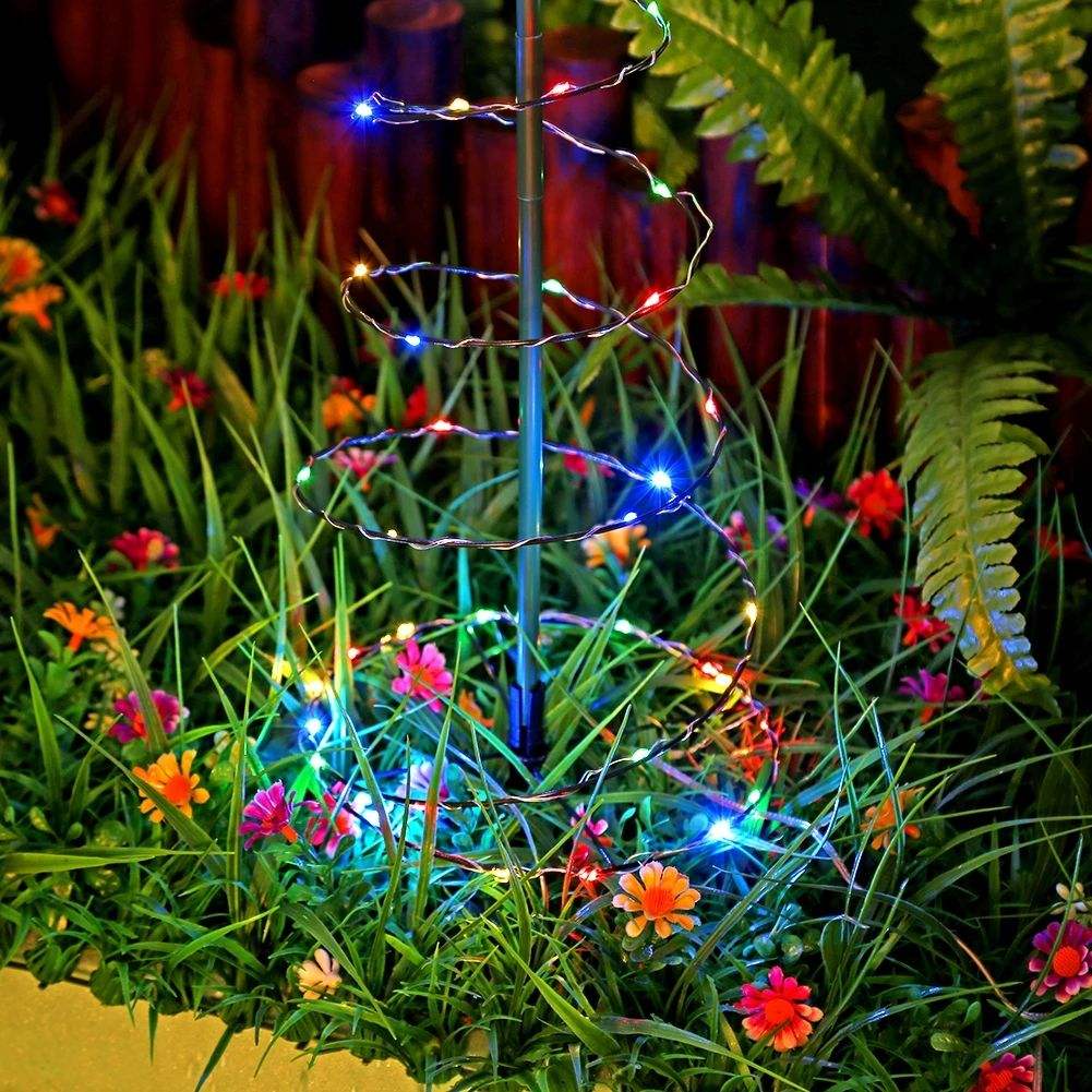 Solar Spiral Christmas Tree Lights – Outdoor LED Garden Pathway Decoration