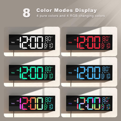 16" Large LED Digital Wall Clock – Remote Control, Temperature & Date Display