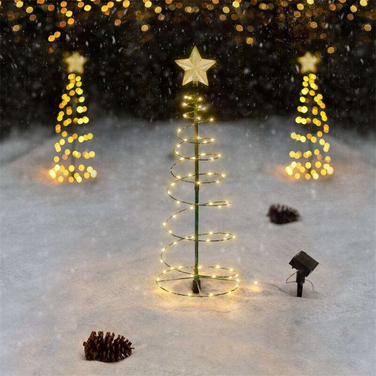 Solar Spiral Christmas Tree Lights – Outdoor LED Garden Pathway Decoration