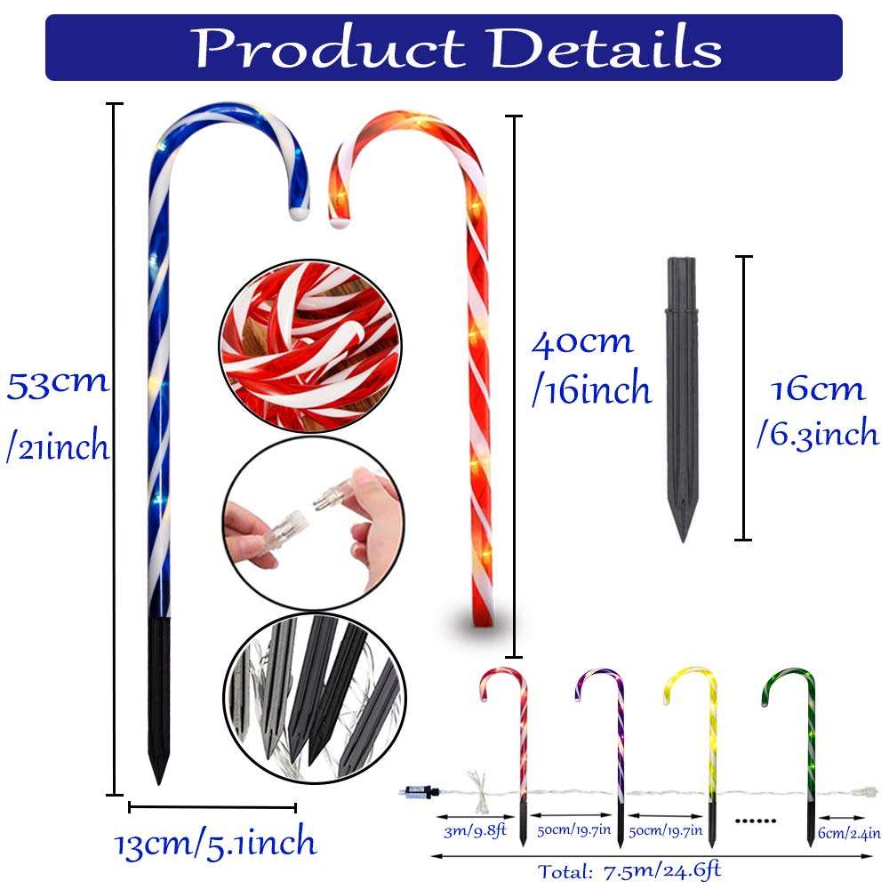 Outdoor Candy Cane Pathway Lights – LED Christmas Yard Decorations