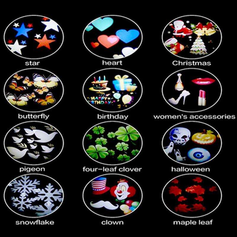 Outdoor Holiday Projector LED Light – 12 Interchangeable Slides for Christmas, Halloween, Easter, New Year & Seasonal Party Decorations, Waterproof Projection Lamp