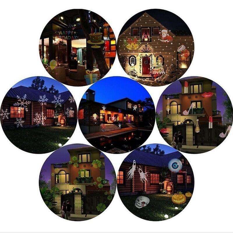 Outdoor Holiday Projector LED Light – 12 Interchangeable Slides for Christmas, Halloween, Easter, New Year & Seasonal Party Decorations, Waterproof Projection Lamp
