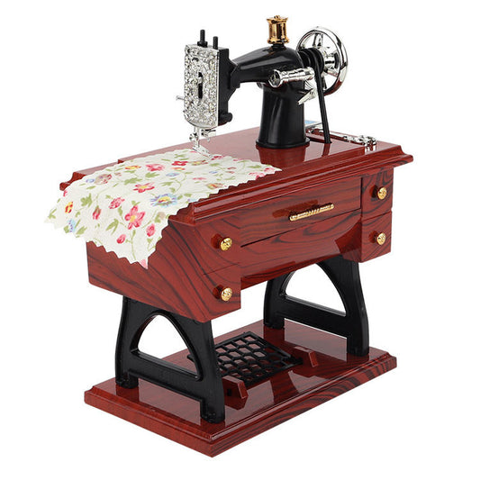 Vintage Sewing Machine Music Box – Mechanical Desk Ornament