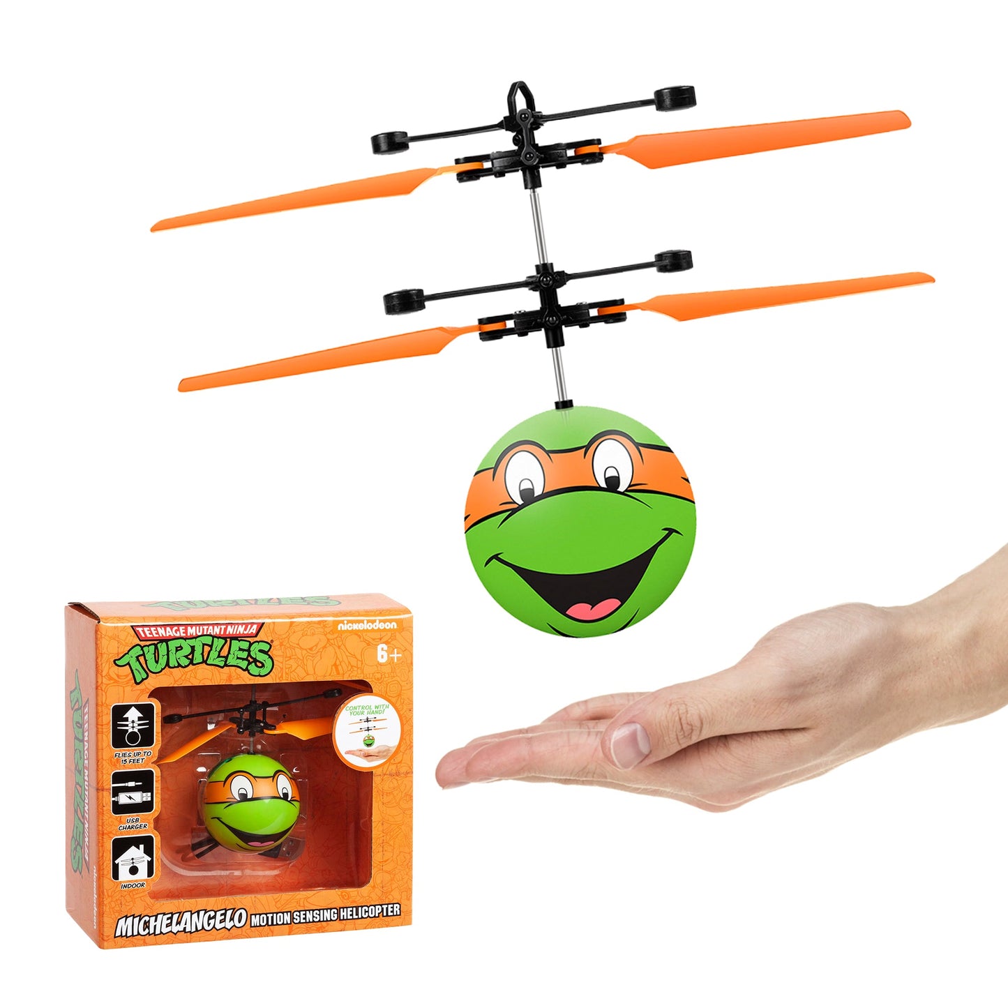 Nickelodeon TMNT Michelangelo IR UFO Ball Helicopter