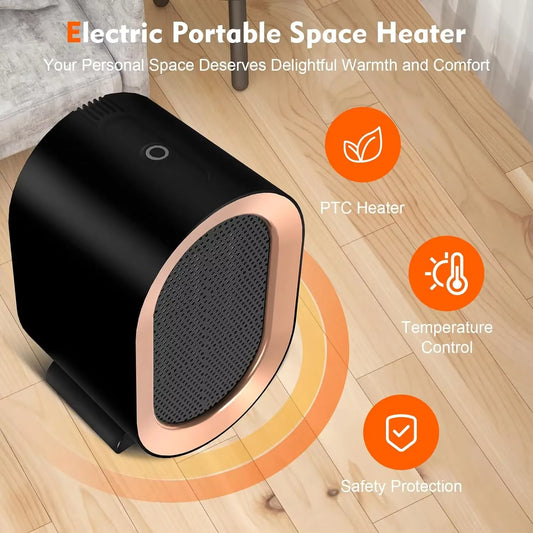 1200W Portable PTC Ceramic Space Heater – Quiet Desktop Fan Heater with 2 Heating Modes
