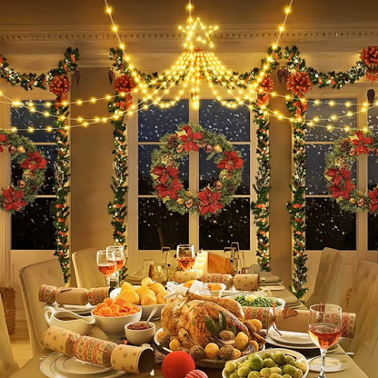 LED Star Waterfall String Lights – USB Powered 8-Mode Lights with Remote for Indoor/Outdoor Christmas & Camping Decor