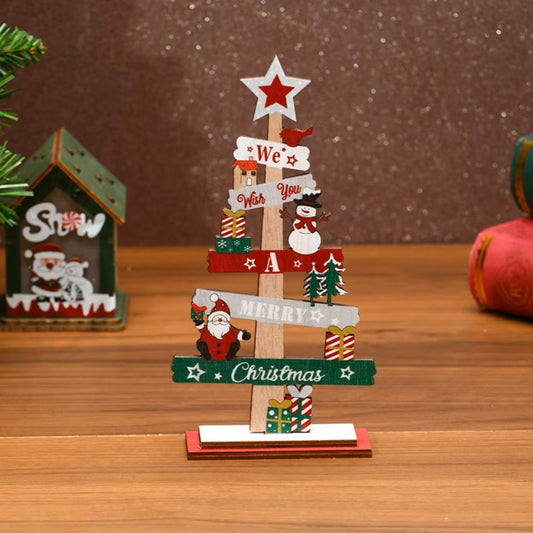 Wooden Christmas Tree Desktop Ornament – Holiday Table Decoration