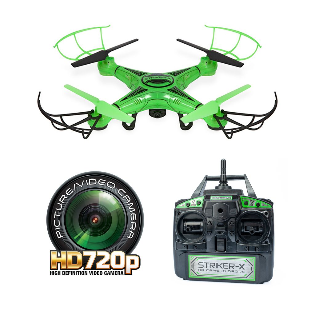 Striker-X Glow-in-the-Dark HD Camera Drone – 2.4GHz RC Quadcopter with HD Video & Night Flight Lights