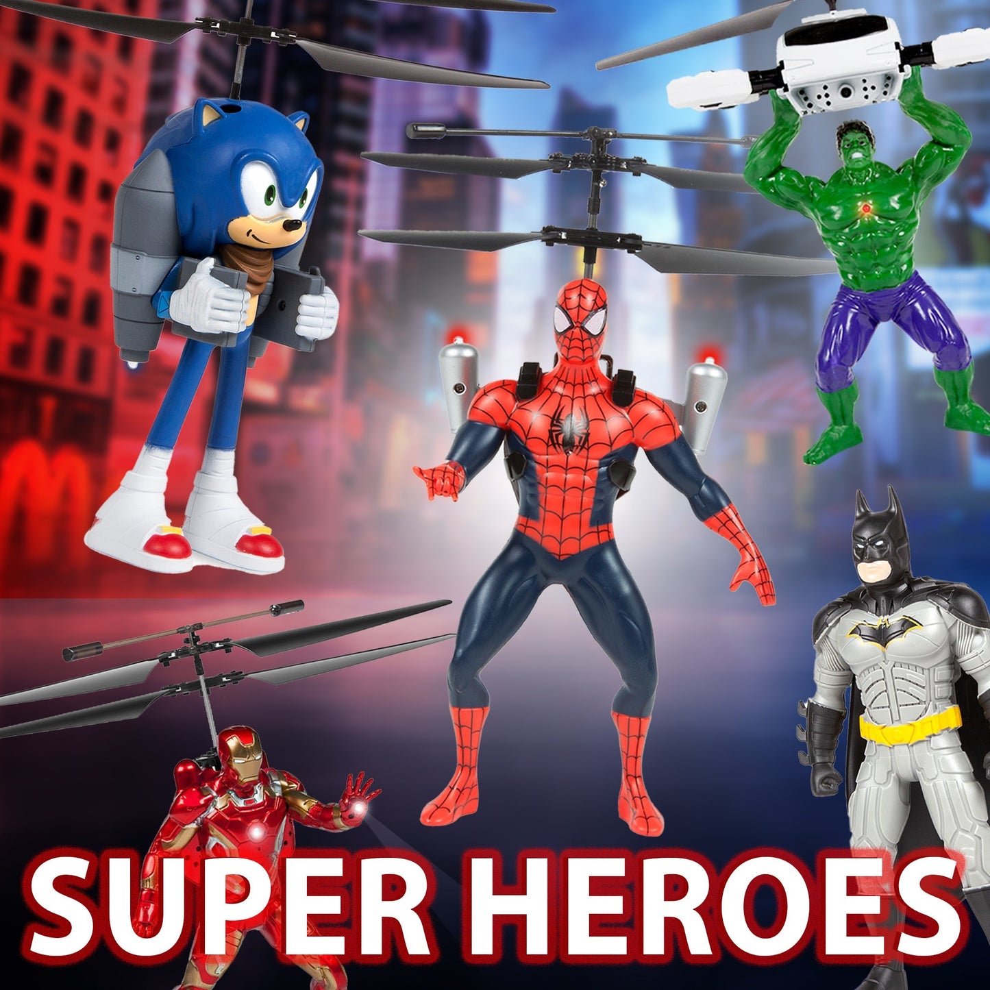LED Flying Figure Toy for Kids of Super Heroes