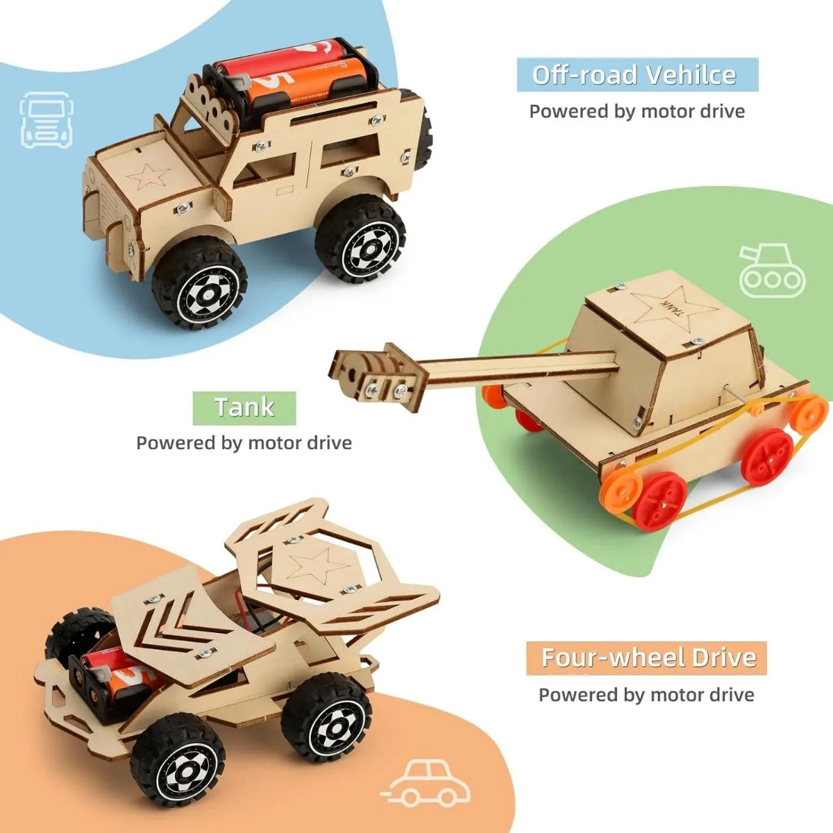Wooden STEM 3D Vehicle Building Kit